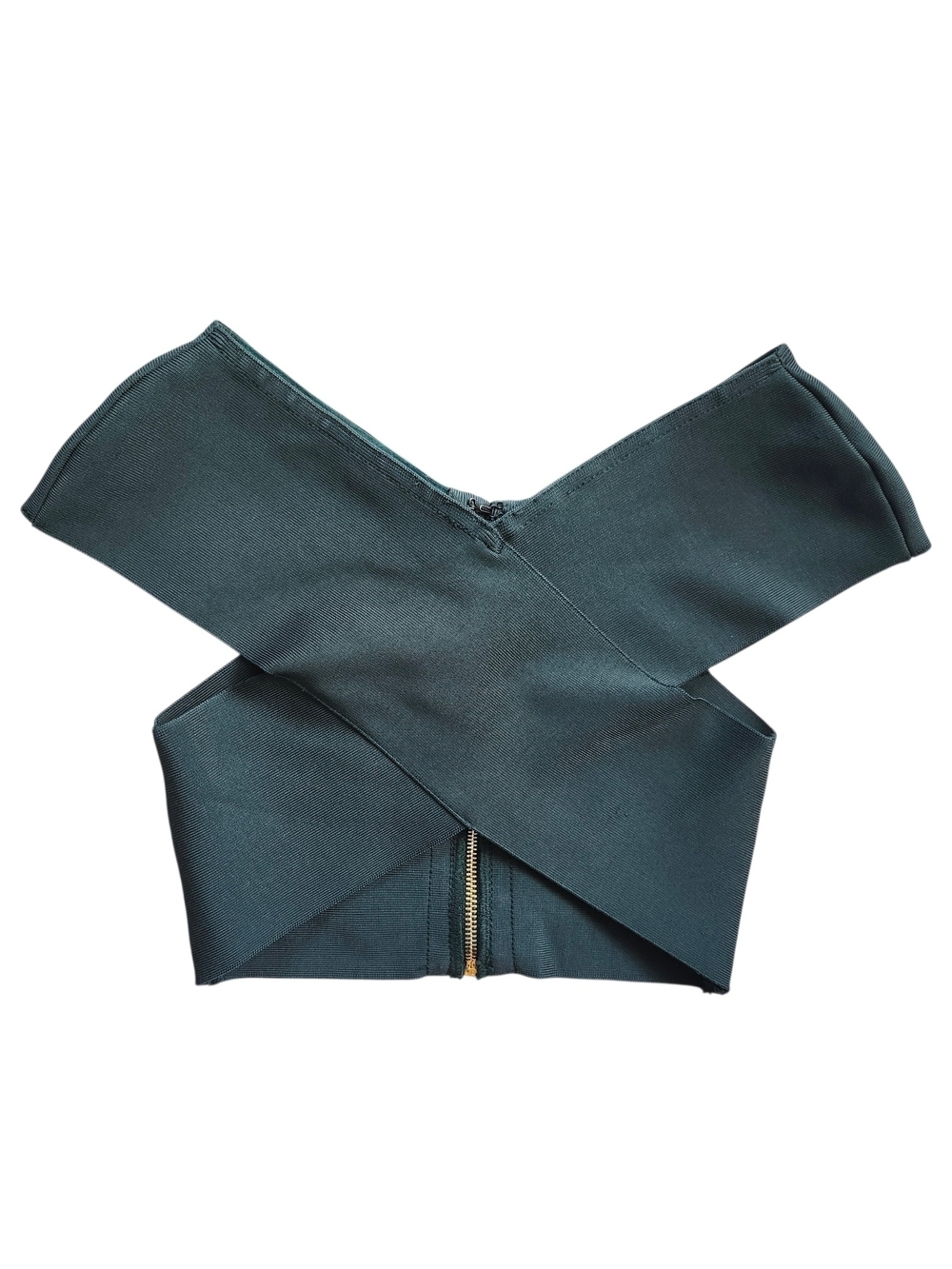 Mistress Rocks Los Angeles Cross Front Bandage Crop Top | XS | Dark Green